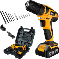 WAP Parafusadeira E Furadeira à Bateria 12V BPF-12K3, Kit De 13 Acessórios E Maleta