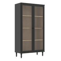 Cristaleira Estante Para Livros Ditália 2 Portas Vidro E-957 Cor:preto - Marketplace
