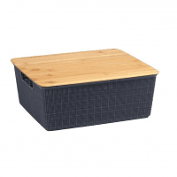 Caixa Organizadora Com Tampa De Bambu 12L - OIKOS, Cinza