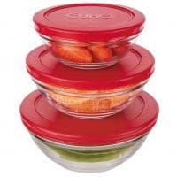 Euro Home - Conjunto Com 3 Potes De Vidro Redondos Com Tampa Plástica - VDR7093-VM