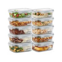 Kit 10 Potes De Vidro Herméticos 640ml Com 4 Travas Ideal Para Marmitas