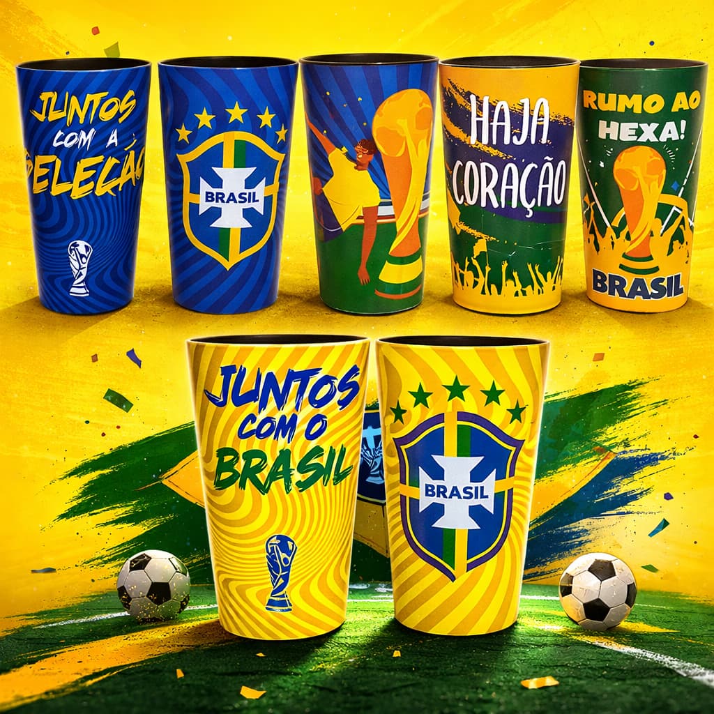 Kit 15 - Torcida Brasil - Copo Ecológico 500ml
