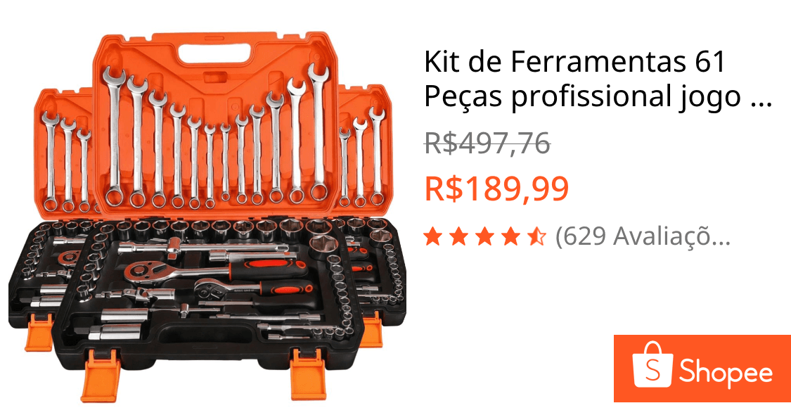 Kit de Ferramentas 61 Peças profissional jogo chave combinada soquetes e catraca grande