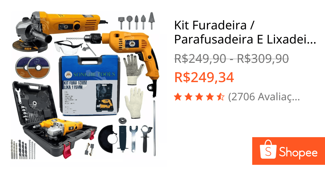 Kit Furadeira / Parafusadeira E Lixadeira / Esmerilhadeira Com 25 Peças E Maleta SH Tools