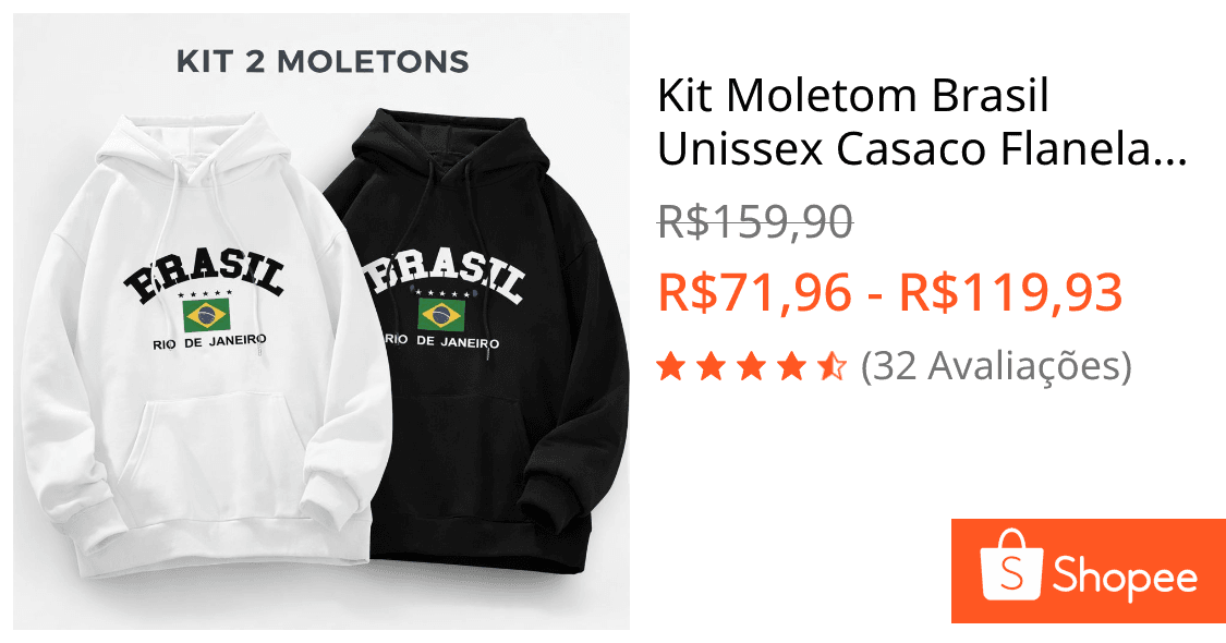 Kit Moletom Brasil Unissex Casaco Flanelado Algodão Premium