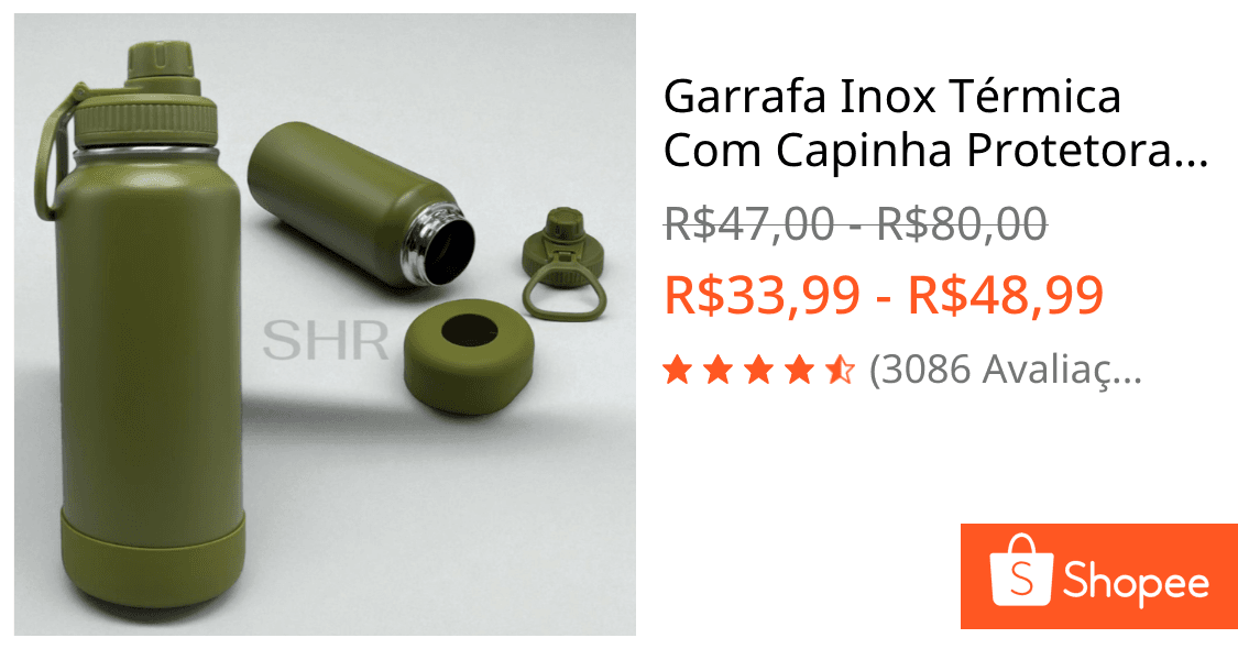Garrafa Inox Térmica Com Capinha Protetora De Silicone Antiderrapante 1000ML