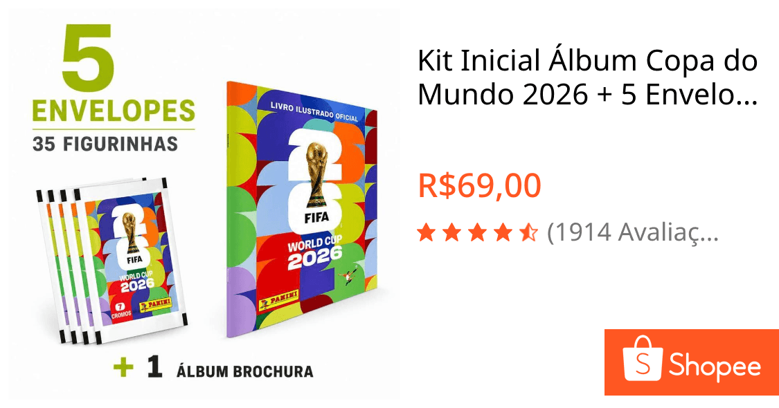 Kit Inicial Álbum Copa do Mundo 2026 + 5 Envelopes Panini