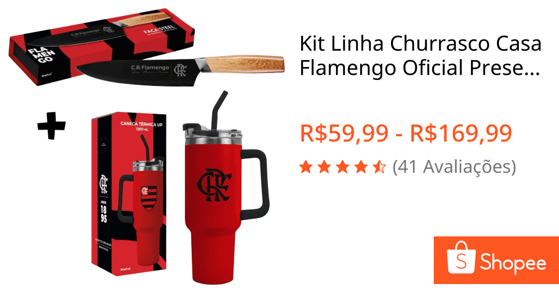 Kit Linha Churrasco Casa Flamengo Oficial Presentes Rubro-negro