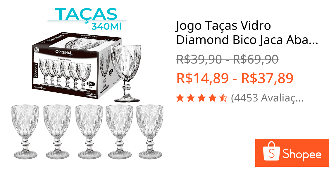 Jogo Taças Vidro Diamond Bico Jaca Abacaxi Conjunto Taça Para Água Vinho Tinto Suco Diamante