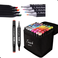 Kit 48 Canetas Marcador Permanente Dupla Ponta Cores Touch