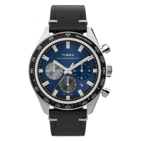 Timex Relógio Masculino Waterbury Tradicional De 41 Mm - Pulseira Preta, Mostrador Azul, Caixa De Aço Inoxidável
